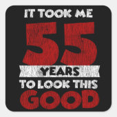 55歳の日は良い55誕生日に見えた スクエアシール (正面)