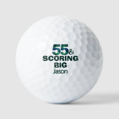 55歳の誕生日おめでとうスコア大のカスタムクールギフト ゴルフボール (正面)