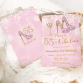 55歳の誕生日におしゃれなハイヒールとバブル 五十五歳の誕生日 招待状