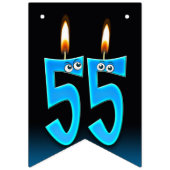 55歳の誕生日のろうそく（目玉つき） バンティングフラッグ (第3の旗)