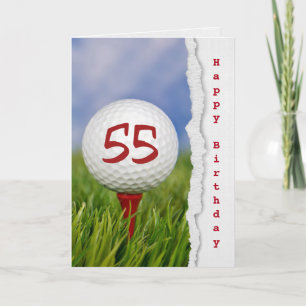 55歳の誕生日のゴルフボールオンティー カード