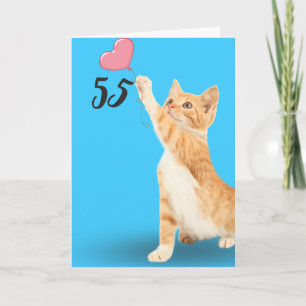 55歳の誕生日のタビー猫 カード