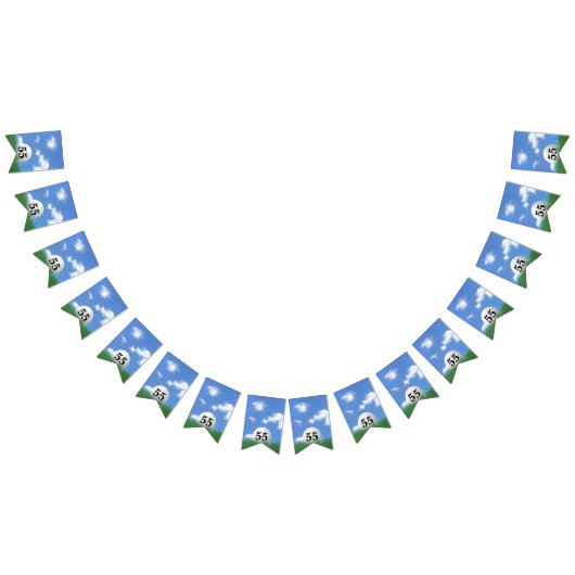 55歳の誕生日のバンティングフラグのための草の中のゴルフボール バンティングフラッグ (全)