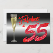 55歳の誕生日を華やかに コーラルラメパーティー 招待状 (正面)