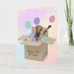 55歳の誕生日を迎える箱入りベンガル猫 カード