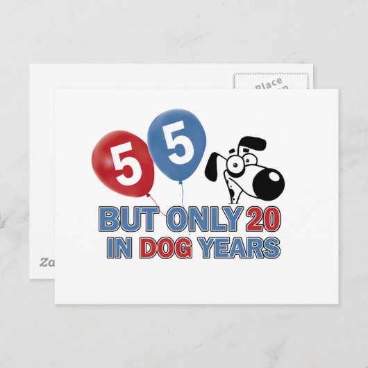 55歳の誕生日デザイン ポストカード (正面/裏面)