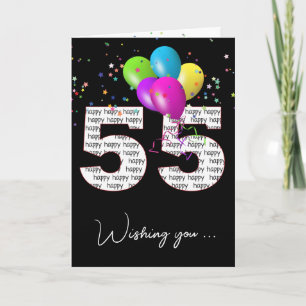 55歳の誕生日バルーンブーケと星 カード