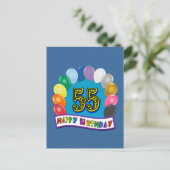 55歳の誕生日バルーン デザイン ポストカード (スタンド正面)