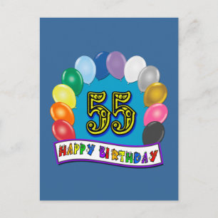 55歳の誕生日バルーン デザイン ポストカード