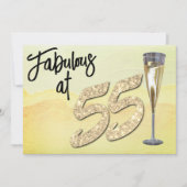 55歳の誕生日パーティパステルウォーターカラーで素晴らしい 招待状 (正面)