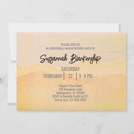 55歳の誕生日パーティパステルウォーターカラーで素晴らしい 招待状 (裏面)