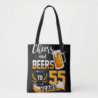 55歳の誕生日パーティー応援とビール55年 トートバッグ