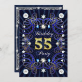 55歳の誕生日パーティー招待状　宝石がたくさん 招待状 (正面/裏面)