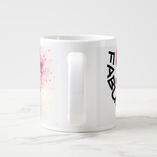 55歳の誕生日パーティー水の色のスプラッシュ ジャンボコーヒーマグカップ (裏面)