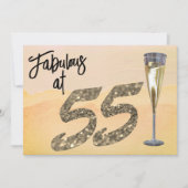 55歳の誕生日パーティー パステル水彩 招待状 (正面)
