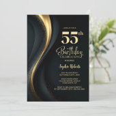55歳の誕生日パーティー ブラック＆ゴールド 招待状 (スタンド正面)