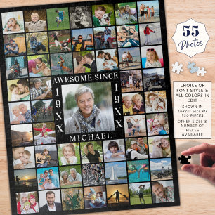 55歳の誕生日フォトコラージュ AWESOME SINCE ジグソーパズル