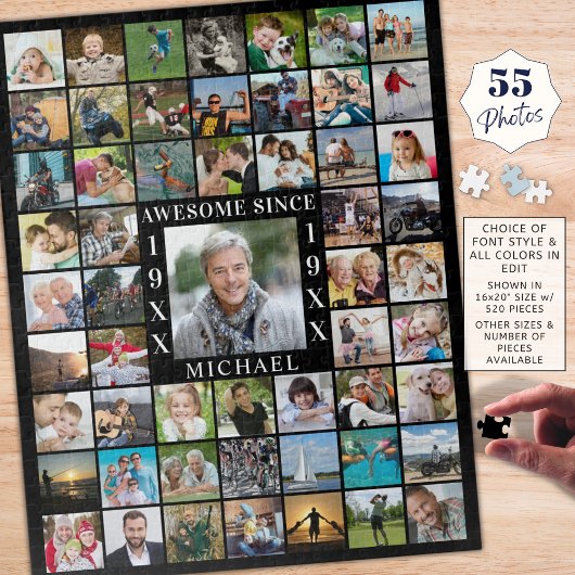 55歳の誕生日フォトコラージュ AWESOME SINCE ジグソーパズル