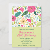 55歳の誕生日招待状フラワーシンプルズカラフル 招待状 (正面)