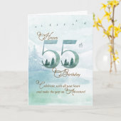55歳の誕生日 おおらかな森と鹿の自然 カード (黄色い花)