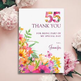 55歳の誕生日 フラワーバタフライの感謝 サンキューカード