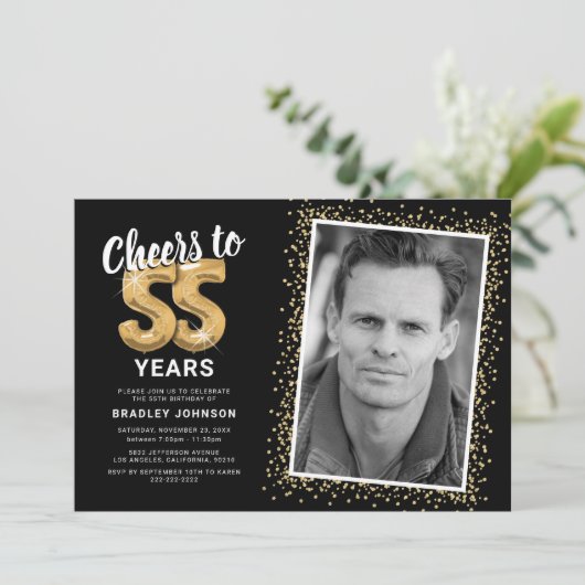 「55歳の誕生日」写真 招待状 (スタンド正面)