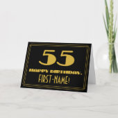 55歳の誕生日：名前 + アールデコ調のデザイン「55」 カード (正面)