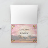 55歳の誕生日、山の上の日没 カード (内部)