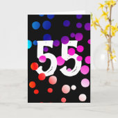 55歳の誕生日 黒地に虹色のドット カード (黄色い花)