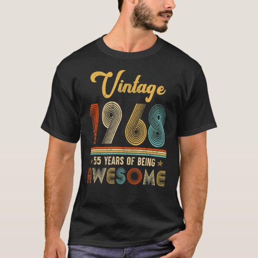 55歳ヴィンテージ1968 55誕生日 Tシャツ (正面)
