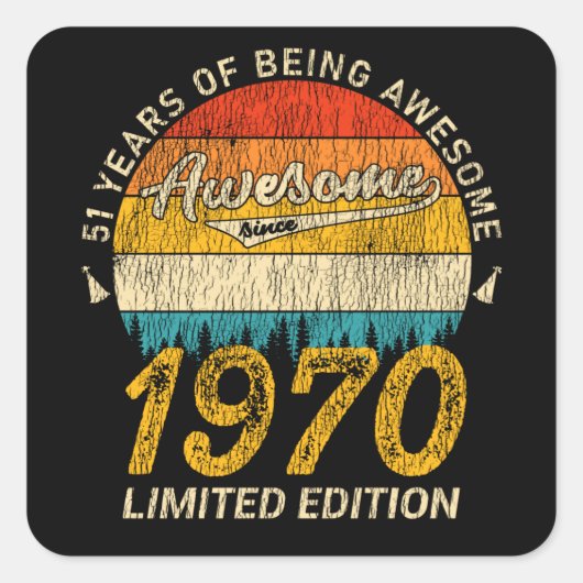 55歳1970年レトロ55素晴らし番目の誕生日 スクエアシール (正面)