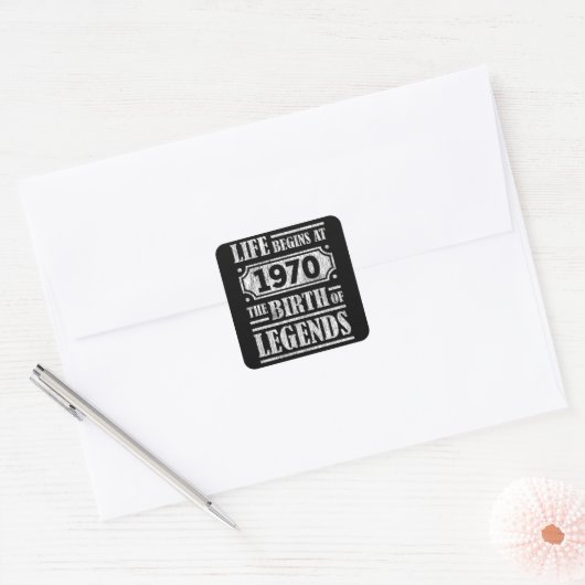 55歳1970年誕生伝説55誕生日 スクエアシール (封筒)