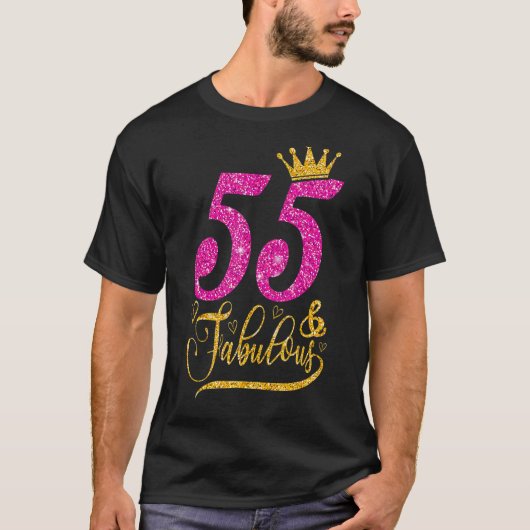 55歳55歳と素晴らしい55誕生日クイーンクロ Tシャツ (正面)
