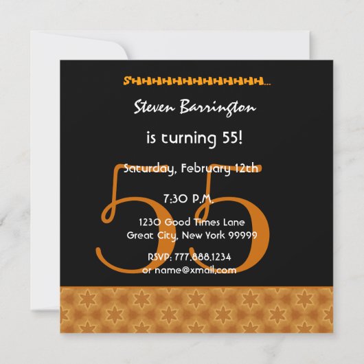 55番目のサプライズ誕生日(黒と金ゴールド) 招待状 (裏面)