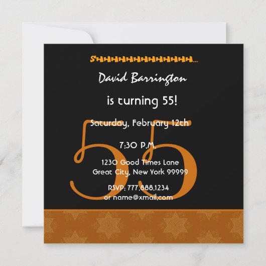 55番目のサプライズ誕生日(黒と金ゴールド) 招待状 (裏面)