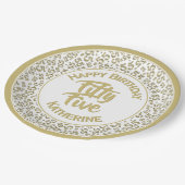 55番目の誕生日クール番号パターン金ゴールド/白 ペーパープレート (アングル)