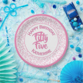 55番目の誕生日クール番号パターン（ピンク/白） ペーパープレート (パーティー)