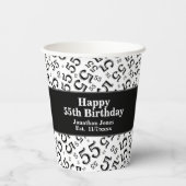 55番目の誕生日黒/白の乱数パターン55 紙コップ (裏面)