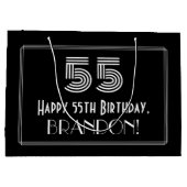 55番目の誕生日:インスパイアアールデコの「55」の外観と名前 ラージペーパーバッグ (裏面)