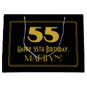 55番目の誕生日:インスパイアアールデコの「55」の外観と名前 ラージペーパーバッグ (正面)