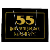 55番目の誕生日:インスパイアアールデコの「55」の外観と名前 ラージペーパーバッグ (裏面)