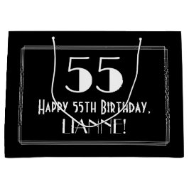 55番目の誕生日:インスパイアアールデコスタイル「55」、名前 ラージペーパーバッグ
