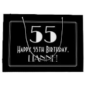 55番目の誕生日:インスパイアアールデコスタイル「55」、名前 ラージペーパーバッグ (裏面)