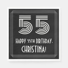 55番目の誕生日:インスパイアアールデコ検索"55" +名前 スタンダードランチョンナプキン