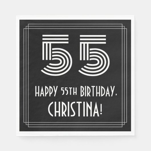 55番目の誕生日:インスパイアアールデコ検索"55" +名前 スタンダードランチョンナプキン (正面)