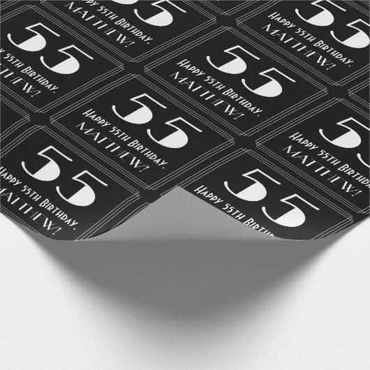55番目の誕生日-インスパイアアールデコ検索"55",名前 ラッピングペーパー (角)