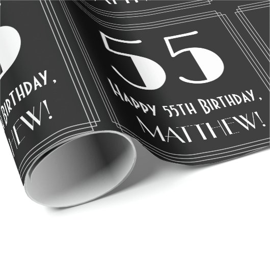 55番目の誕生日-インスパイアアールデコ検索"55"，名前 ラッピングペーパー (ロールコーナー)