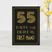 55番目の誕生日:インスパイアアールデコ検索"55" & Name カード (黄色い花)