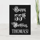 55番目の誕生日: ファンシー、スクリプエレガントト+名前をカスタムする カード (正面)
