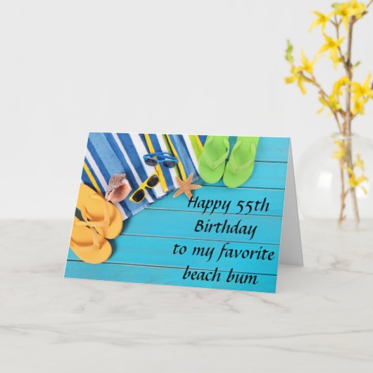 **55番目の誕生日**私のビーチのお尻をお気に入りの望む カード (黄色い花)